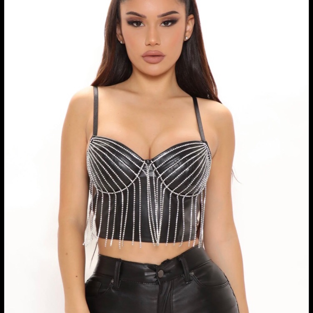Rhinestone Fringe Corset